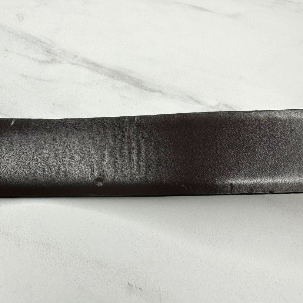 Mens Black and Brown Reversible Belt Silver Buckle Size 44 โจ - Picture 12 of 13